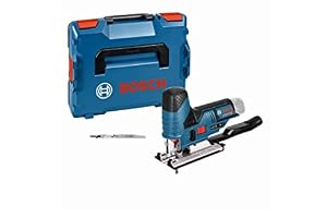 Bosch Professional 0 601 5A1 002 Seghetto Alternativo GST 12V-70, 2 Lame, Pattino, Protezione, Profondità di Taglio in Legno 70 mm, Batterie e Caricabatteria Non Inclusi,Blu