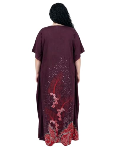 Image of Oussum Women Polyester Casual Long Plus Size Beach Caftan Cover Up Maxi Dress 1X-3X Summer Kaftan Dresses for Women