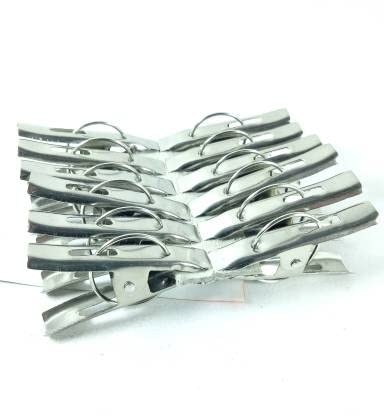 Rust Proof Stainless Steel Cloth Hanging Pins | Cloth Drying Clips - Pack of 12 Fully Stainless Steel Cloth Clips-image-28