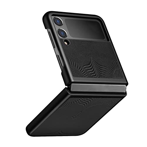 LUCKGE Funda Samsung Galaxy Z Flip 3, PU + PC Case Protector Slim Carcasa Compatible con Samsung Z Flip 3 5g (2021), Negro Cover