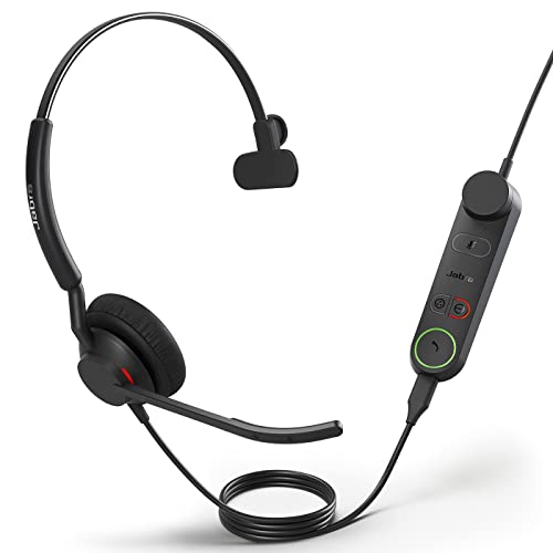 Jabra Engage 50 II Wired Mono Headset with Link Call Control - Noise-Cancelling 3-Mic Technology and USB-C Cable - Works with All Leading Unified Communications Platforms Such as Zoom & Unify - Black