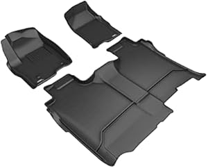 3D MAXpider All-Weather Floor Mats for GMC Sierra 1500 / Chevrolet Silverado 1500 Crew Cab 2019-2022, 2nd Row w/o Underseat Storage Custom Fit Car Floor Liners, Kagu Series (1st & 2nd Row, Black)