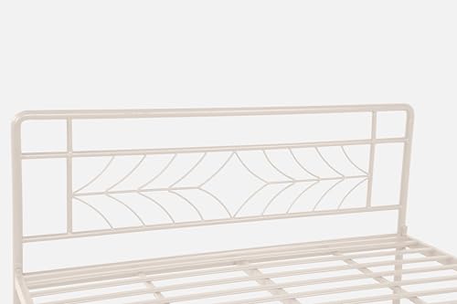 Image of Vara Metal King Size Bed Without Storage | Wrought Iron Double Bed with Headboard & Footboard | Sturdy Powder Coated Platform Bed King Size Cot for BedroomLivingRoom Ivory (75x72)