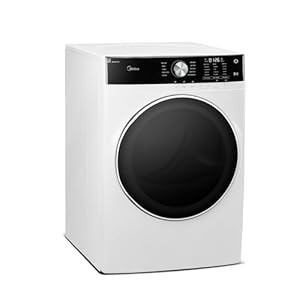 Midea MLE45N1AWW Front Load Electric Dryer Matching, with Stainless Steel Sensor Dry, Wrinkle Care, Touch Control, 10 Total Cycles, 8.0 Cu.ft, White
