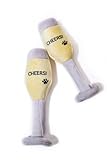 Glow Pups Plush Champagne Dog Toy with Squeaker, Fun Alcohol Parody, Soft Cotton, Machine Washable, Interactive Playtime Dogs - Multicolor (2 Pack of Champagne Glasses)