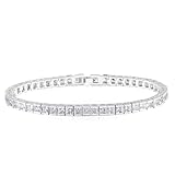 TRENDOLLA 3MM Square Cubic Zirconia Tennis Bracelet for Women and Men, Classic Tennis Bracelet Wrist Size 6.5-8 inches (6.50')