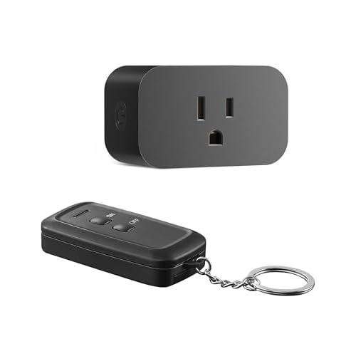 DEWENWILS Indoor Remote Control Outlet, Wireless Remote Light Switch, No Interference Remote Outlet Switch, No Wiring, 15A/1875W, 100ft RF Range, Compact Design, Programmable Black1 Remote +