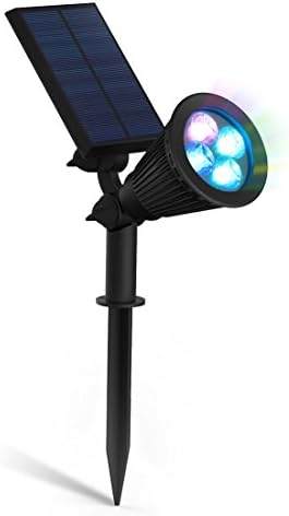 ZEEFO Solar Powered Light LED Spotlight Outdoor Wall Lamp 180° Adjustable Waterproof Security Night Lights for Landscape Lighting, Driveway, Yard, Lawn, Pathway, Garden, Deck,Ground (Changing Color)