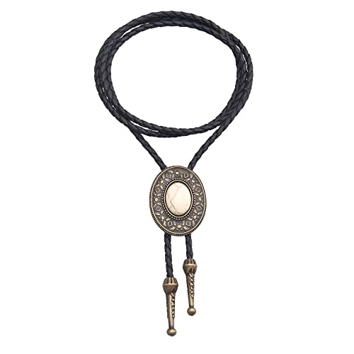 Image of Jeilwiy Bolo Tie for Men Western Cowboy Tie Necklace Gold Bolo Tie Leather Necktie Halloween Tie Accessories for Women