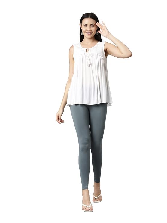 Image of Women Cotton Solid Belt Ankle Length Legging Four Way Lycra Leggings
