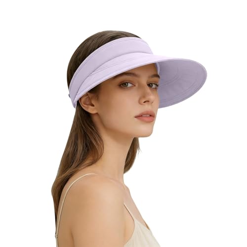 Cappellini Visiere da donna con ampio bordo anti-UV tinta unita cappello da sole anti-sole leggero e traspirante cappellini chic sport outdoor Cap versatile ed elegante per l'estate, spiaggia e viaggi