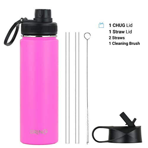 Drinco Stainless Steel Water Bottle Spout Lid Vacuum Insulated Double Wall Water Bottle Wide Mouth (40Oz 32Oz 22Oz 18Oz 14Oz) Leak Proof Keep Cold Sport Camping Hiking (22 Oz, 22Oz Island Pink) #TOP1