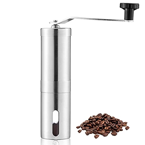 OverTwice Manual Coffee Bean Grinder Stainless Steel Hand Coffee Mill Ceramic Burr for Aeropress, Drip Coffee, Espresso, French Press, Turkish Brew