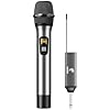 TONOR Wireless Microphone, UHF Metal Cordless Handheld Mic System with Rechargeable Receiver, for Karaoke, Singing, Party, Wedding, DJ, Speech, 200ft (TW620), Silver