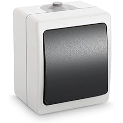 Persianas Para Garaje ABSINA Interruptor de superficie para lugares húmedos - Interruptor de superficie de 1 gancho IP54, 250V, 10A - Interruptor de superficie para lugares húmedos