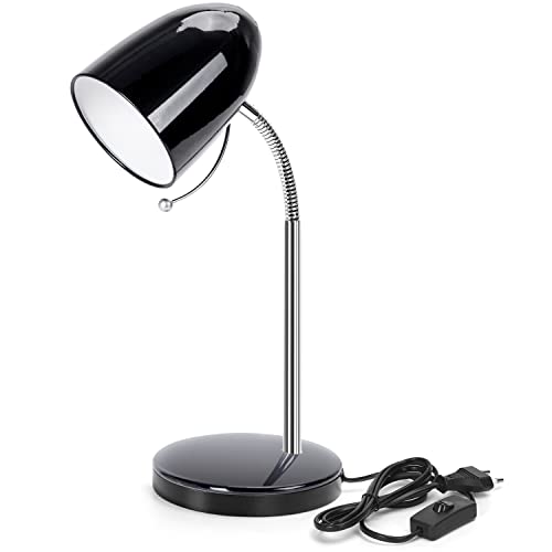 Aigostar Lampe de Bureau Vintage,Excluant Ampoule,Lampe de Chevet Enfant Compatible Ampoule LED E27 (Max 11 W), Col de Cygne Flexible Réglable,Câble...