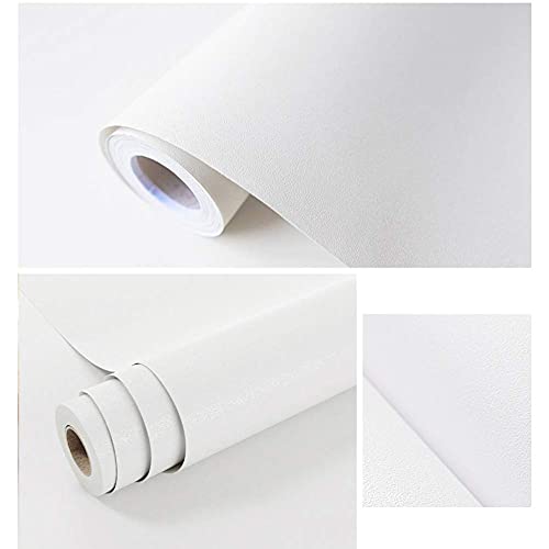 PVC wasserdichte Selbstklebende Tapete 10m*60cm Retro stil Vintage Tapete Dekorativ Wallpaper Wandbelag Wandaufkleber Rolle für Schlafzimmer Wohnzimmer Küchen Badezimmer Cafe (Uni Weiß)