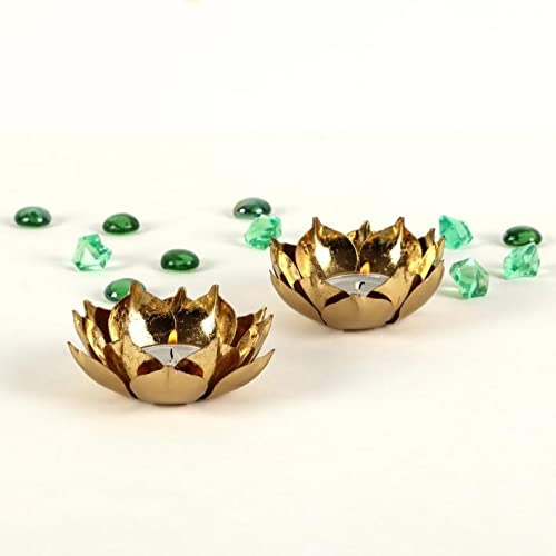 CORALTREE Candle Holder for Home,Birthday Decoration (Golden Lotus Candle Holder)