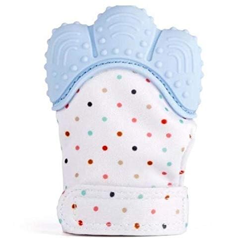 Image of WAHHSON Cotton Baby Soft Teething Mitten Teether Glove, Teether for 0-12 Months Baby, Teething Pain Relief Toy Glove, Natural Remedy for Infants & Toddlers | Infant Teething Mittens (Blue, Pair of 1)