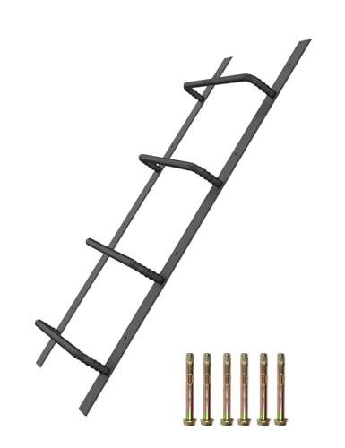 4-Rung Window Well Ladder Heavy Duty Steel Basement Egress Ladder Fire Escape Ladder for Emergency Home Safety(45.2 Lx17.9 W Straight Matte Black)