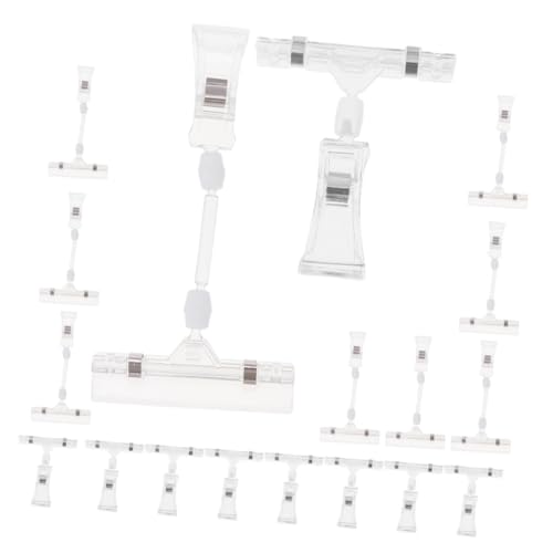 LIFKOME 50個 プラスチック製転式価格タグクリップ 耐久性ある透明サインホルダー 店舗 スーパーマーケット用両面ディスプレイクリップ 角