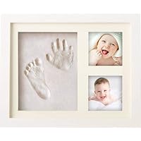 PewinGo Footprint & Handprint Clay Kit, Baby Photo Frame Kit for Newborn Baby Girls and Boys, Baby Shower Gifts,Baby Registry, New Parents Gift, Perfect Baby Memory and Nursery Room Decoration-WHITE