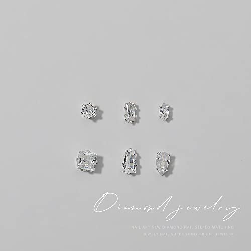 Silver Nail Charms Nail Art Zircon Metal Gem Sparkle Crystal Jewelry Diamonds For Nail Art Decorative Horse Eyes Water Drop Accessories Mini Flatback Nail Rhinestones Accessories #TOP2