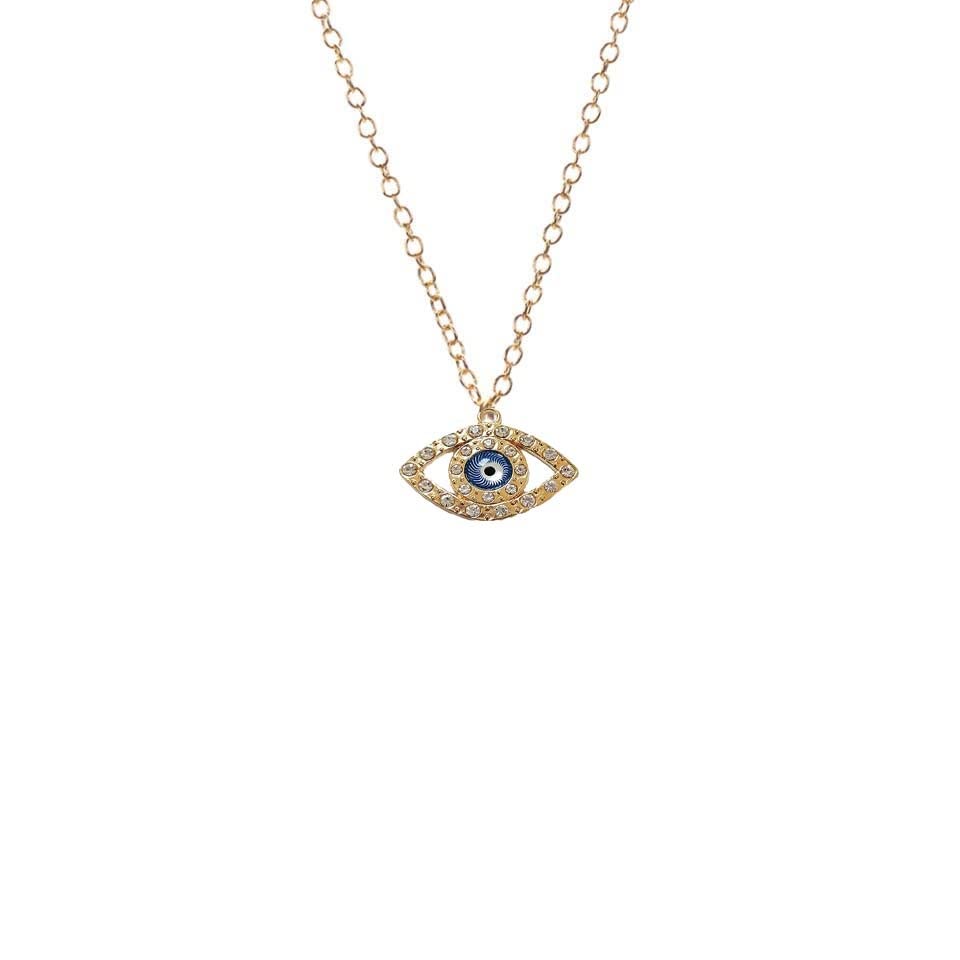 Once&More Blue Evil Eye Pendant with chain for Women and Girls Gold Plated