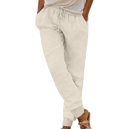 Pantalon décontracté coloré stretch à taille élastique et poche en corde fonctionnelle