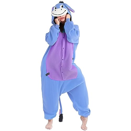 Kitimi Pyjama Onesie Adulte Animaux Déguisement Carnaval- Unisexe Animal Pyjamas Pilou Combinaison Vêtements Tenue Polaire Sleepwear Jumpsuit Costume Femme Homme Cosplay Fête Halloween Robe Loungewear