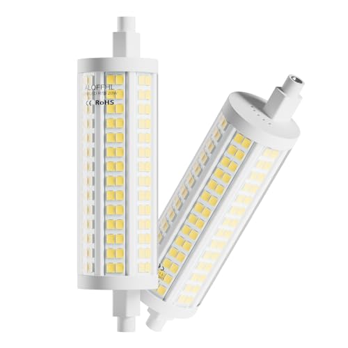 R7S 118mm Bombilla LED 20W, Doble Terminación Tipo J Luces de Inundación (200W Halógeno T3 Equivalente), 2500 lumen 3000K, Regulable Lámparas de pared / seguridad / suelo, Paquete de 2 (Blanco Cálido)