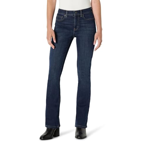 Amazon Essentials Jeans de Talle Medio para Mujer, de Alta Elasticidad, Corte de Bota, Corte ceñido, Color Azul Oscuro (Dark Midnight Wash), Talla 12