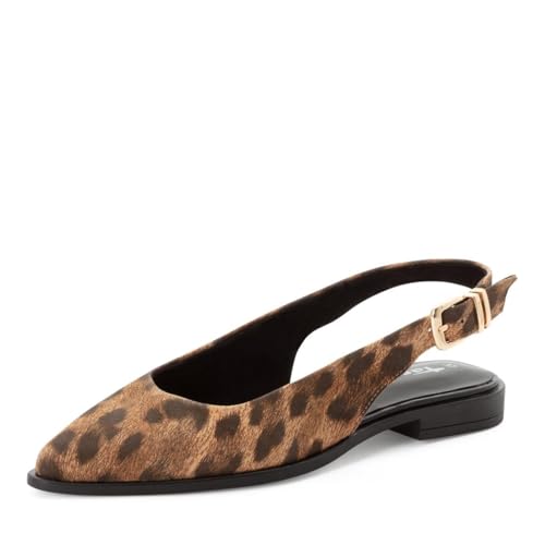 Tamaris Damen Sling Pump flach Leder braun 38 EU