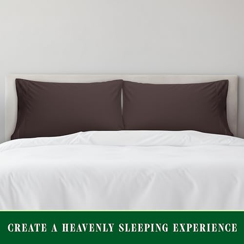 Image of Elegant Comfort Luxury Ultra-Soft 2-Piece Pillowcase Set 1500 Thread Count Egyptian Quality Microfiber Double Brushed-100% Hypoallergenic-Wrinkle Resistant, California King, Chocolate Brown