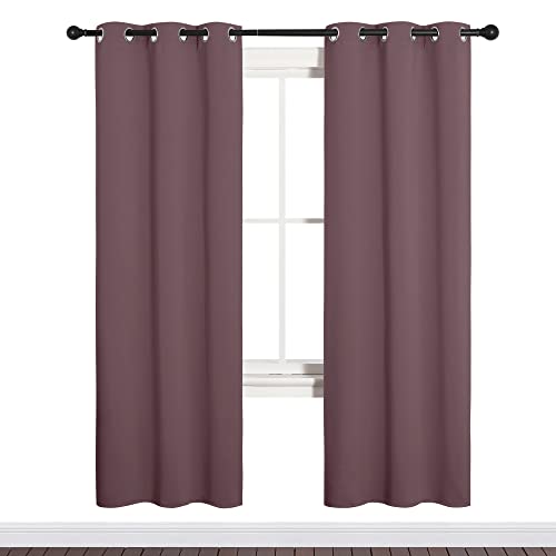 Image of NICETOWN Bedroom Curtain Panels Blackout Draperies, Dry Rose, 1 Pair, 34 by 72-inch, Thermal Insulated Solid Grommet Blackout Curtains /Drapes
