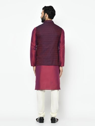 KISAH Men Orange Kurta Jacket (Waistcoat/Modi/Nehru) & Pyjama Combo (Set of 3), Ethnic Indian Traditional Wear, Orange Yellow