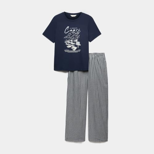 Image of Marks & Spencer Women's Pure Cotton Pyjama Set with Woven Bottoms
