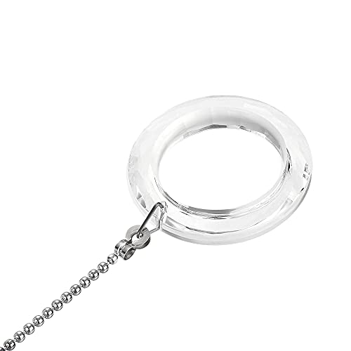 Image of uxcell Ceiling Fan Pull Chain, 20 Inch Nickel Finish Chain Ornament Extension, 50mm Clear Crystal Circle Pendant