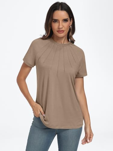AUTOMET Womens Short Sleeve Shirts Business Casual Tops Summer Trendy Tshirts Dressy Tee Fashion Blouses Outfits 20252