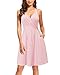 VOTEPRETTY Women's 2025 Clothes Summer Dress Fashion V-Neck Spaghetti Strap Casual Swing Sundress with Pockets Trendy (Pink,S)