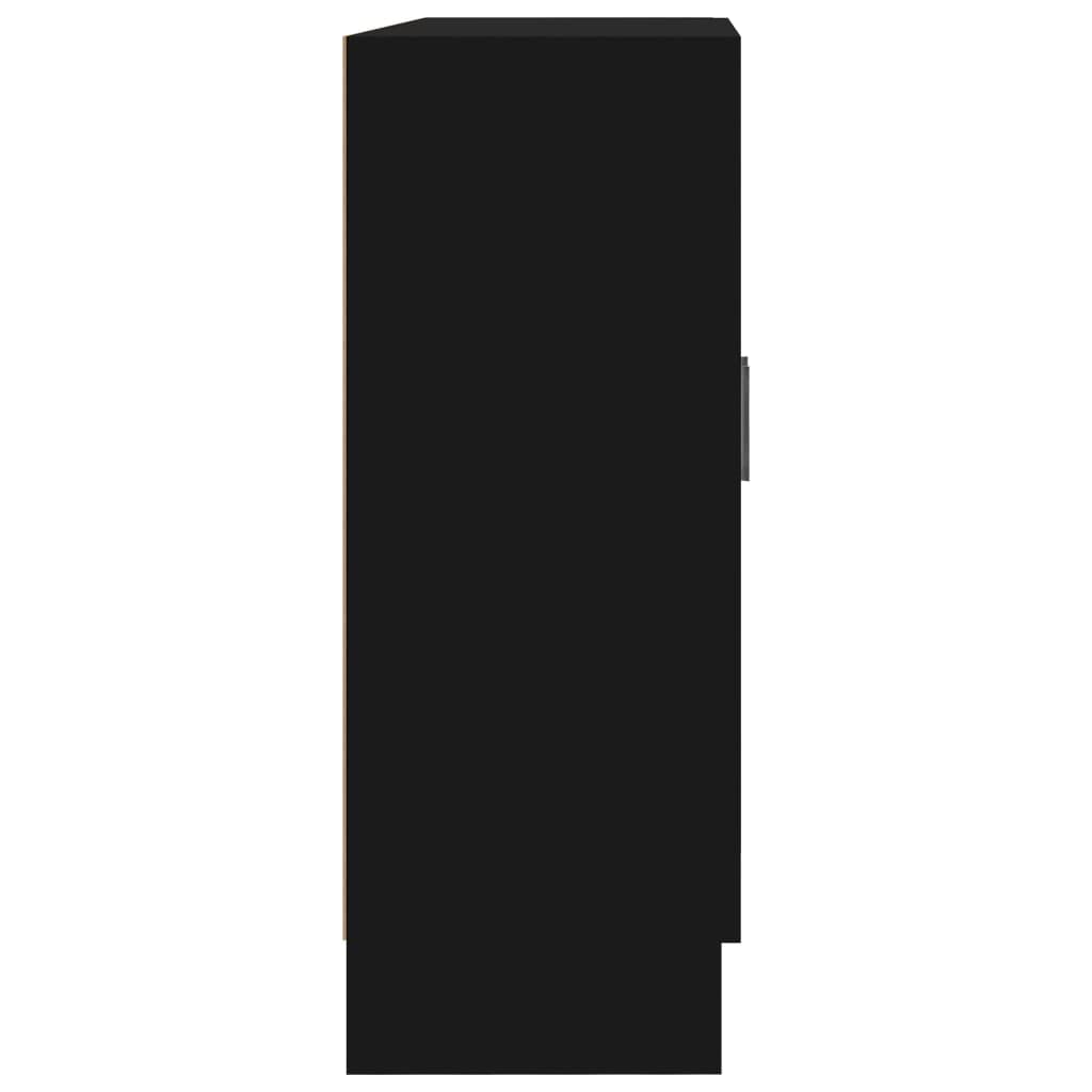Estantería negra de 82,5 x 30,5 x 80 cm, pequeña estantería de madera MDF con 2 puertas, diseño elegante, resistente y duradero, ahorra espacio, para salón, dormitorio, pasillo