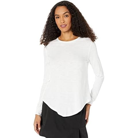 tasc Performance Longline Long Sleeve - T-Shirt for Women - Long Sleeves - Shirttail Hemline - Crew Neck White XL One Size Cover
