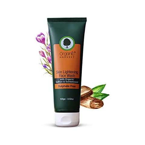 Organic Harvest Skin Lightening Face Wash For Reduces the Dark Spots and Brightens the Skin Complexion, PeTA Certified, Paraben & Sulphate Free - 100ml Cover