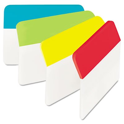 Post-it Tabs Durable Hängeregistraturen, 2 x 1 1/2, massiv, abgewinkelt, sortiert, Primär, 24 Stück