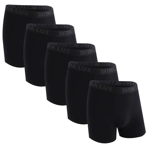 Mens Underwear Stretch Boxer Briefs Comfortable Cotton Breathable Moisture Wicking Soft 5-Pack