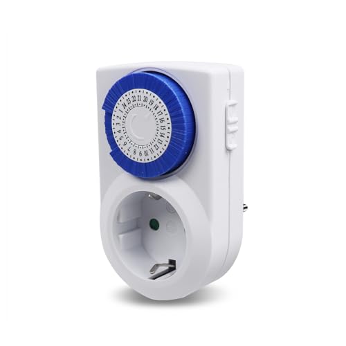 Extrastar Enchufe Eléctrico Temporizador Mecánico De 24 Horas, Conmutación Cada 30 Minutos, Interruptor On Off, 230v 16a Blanco, 1pcs