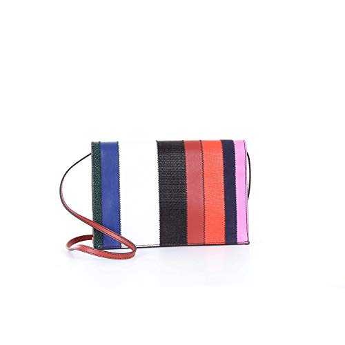 Bolsa de ombro feminina de couro texturizado multicolorida Proenza Schouler