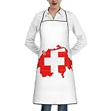Tissu doux : bavoirs pour femme avec imprimé carte du drapeau suisse avec poche en tissu polyester, qui est plus doux que le coton et le lin au toucher et plus durable que le pur coton, offrant une sensation de port confortable et légère