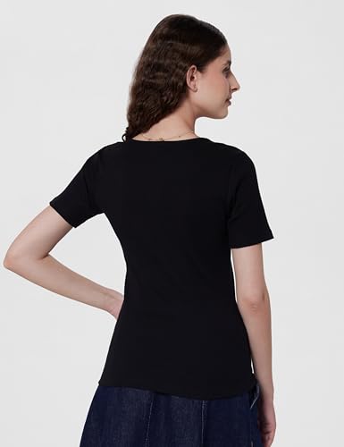 Image of barcino Beige Ribbed V-Neck Short Sleeves Top