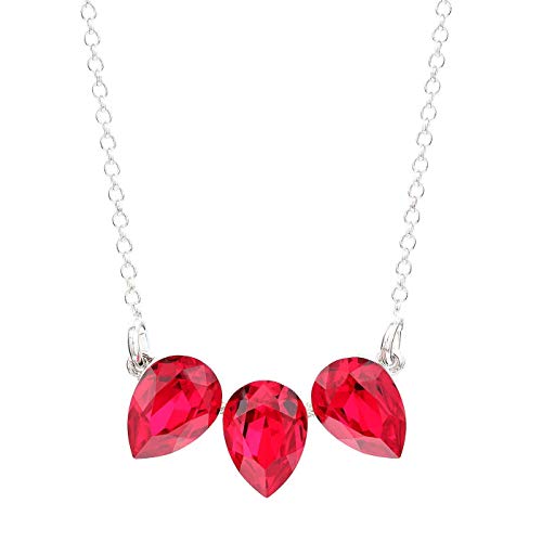 LA SENJA Handmade Swarovski Red Necklace for Women Sparkly Red Crystal Pendant Adjustable 16.5